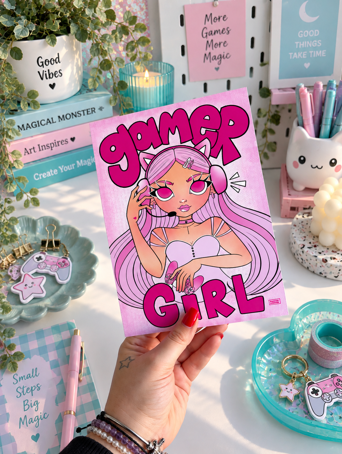 Ilustración Gamer Girl en formato vertical